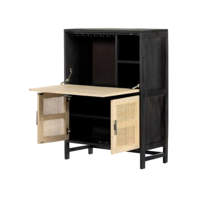 Wooden & Cane  Bar Cabinet 