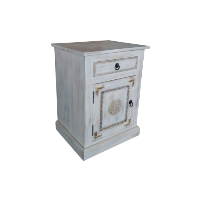Wooden Bedside with Brass Fitting